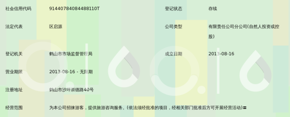 中国国旅(广东江门)国际旅行社沙坪营业部